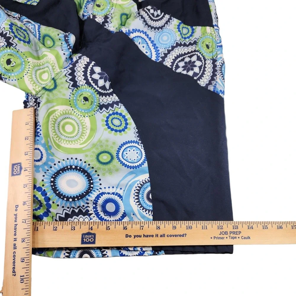 Joe Boxer Board Shorts L Men Floral Blue Green Functional‎ Fly Inseam 9